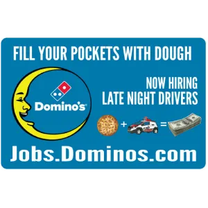 11x17 "Now Hiring Late Night Drivers" Counter Mat 4-Pack