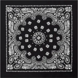 Black Trainmen Paisley Cotton Bandana - 22" x 22"