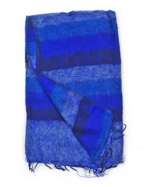 Brushed Woven Striped Blanket in Blue