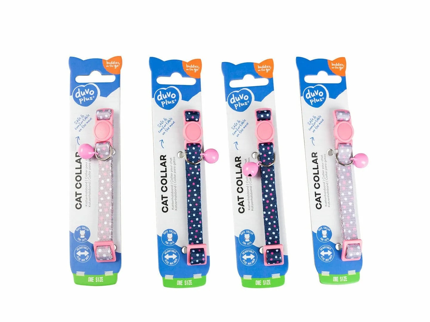 CAT COLLAR DOTS NYLON 20-30cm / 10mm blue/beige