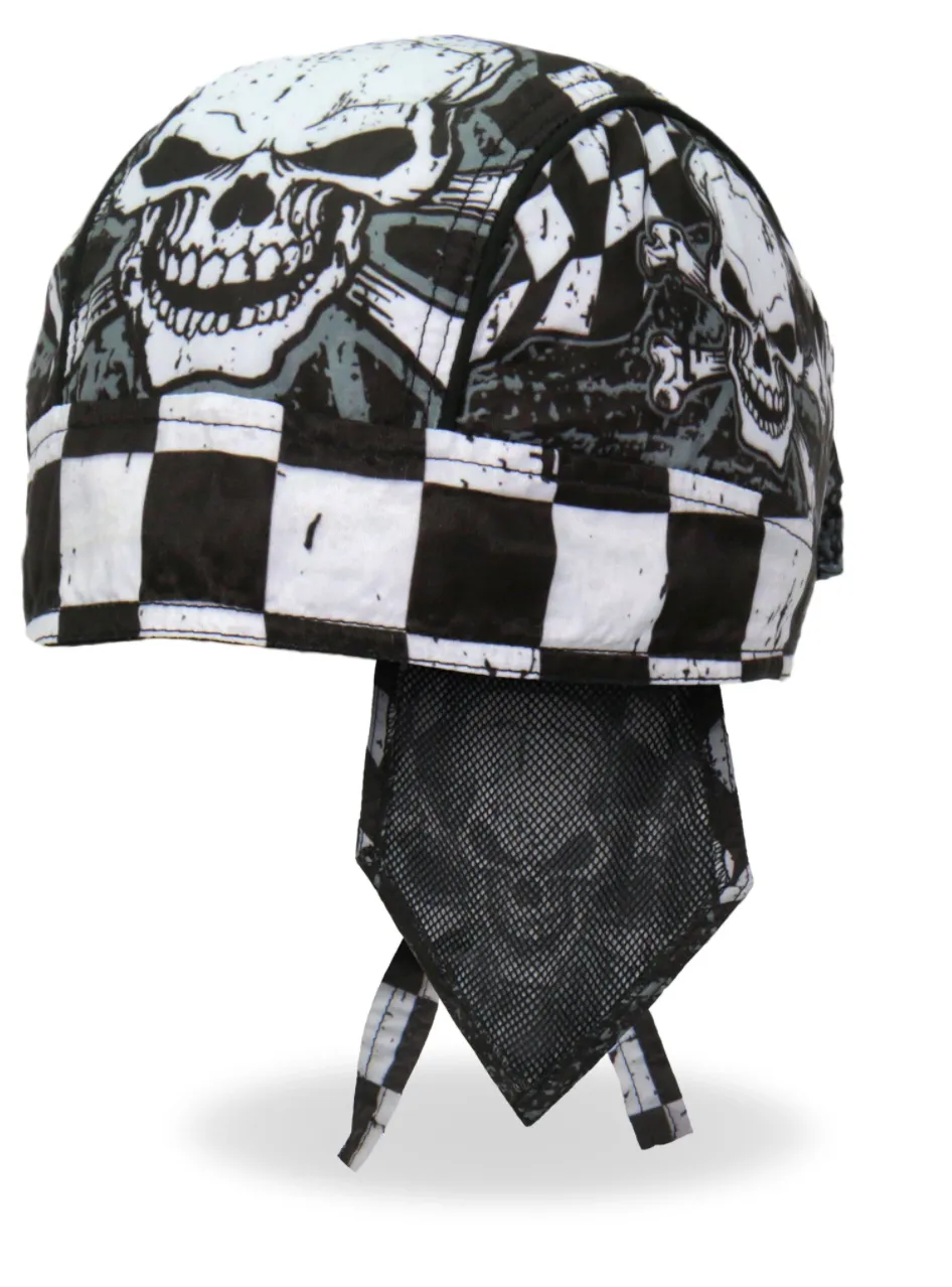 Checkered Flag Skull Pre-Tied Zandana - Bandana