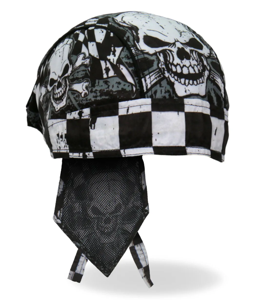 Checkered Flag Skull Pre-Tied Zandana - Bandana