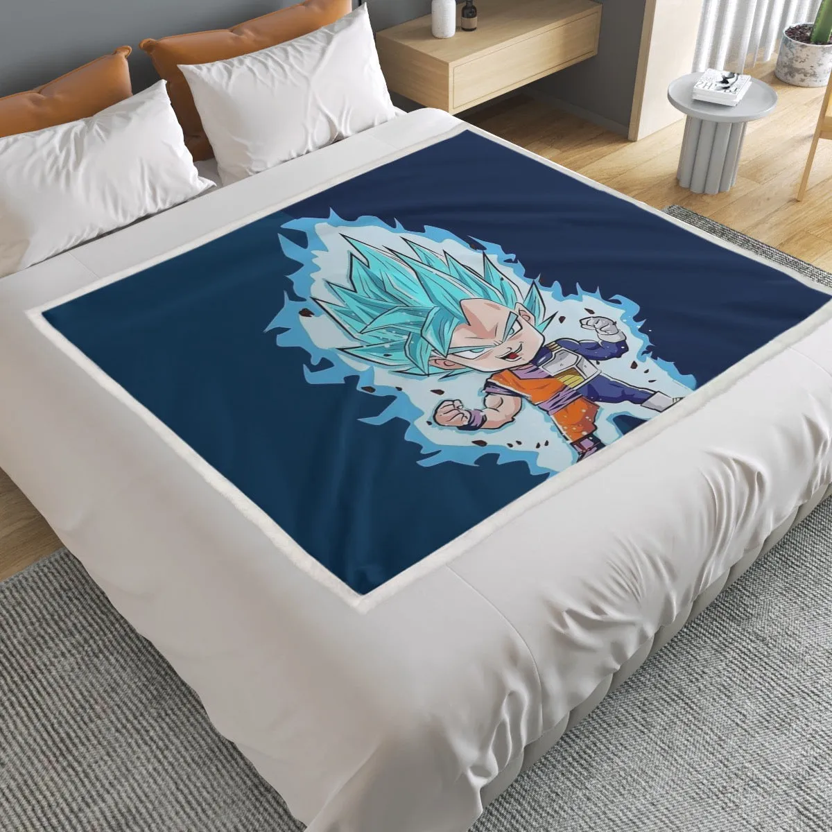 DBZ Goku Vegeta SSGSS God Blue Super Saiyan Chibi Sketch Household Warm Blanket