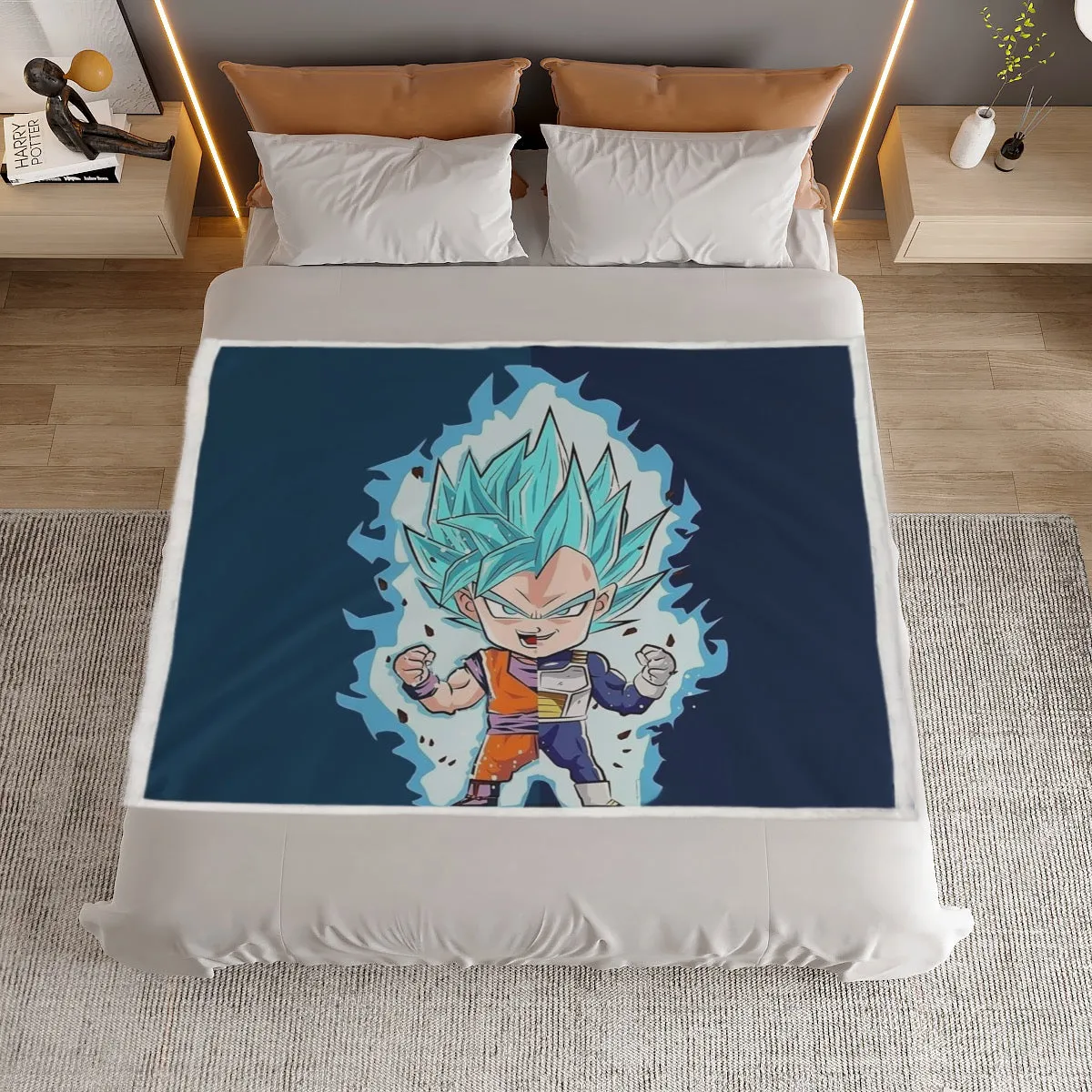 DBZ Goku Vegeta SSGSS God Blue Super Saiyan Chibi Sketch Household Warm Blanket