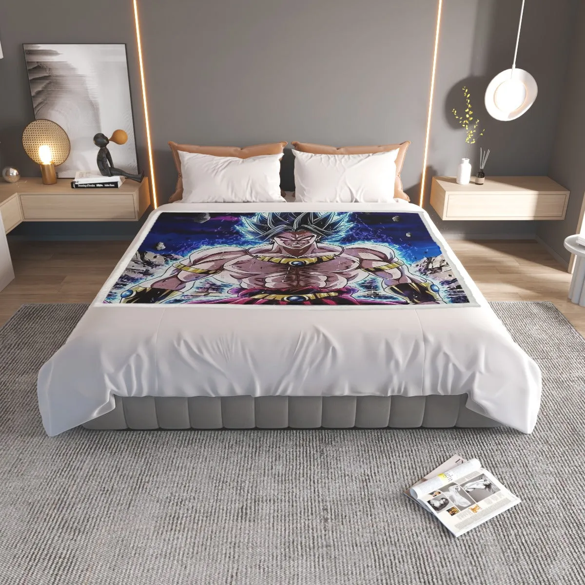 DBZ Legendary Super Saiyan Broly With Black Hair Household Warm Blanket