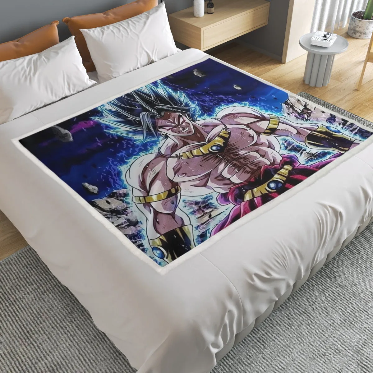 DBZ Legendary Super Saiyan Broly With Black Hair Household Warm Blanket