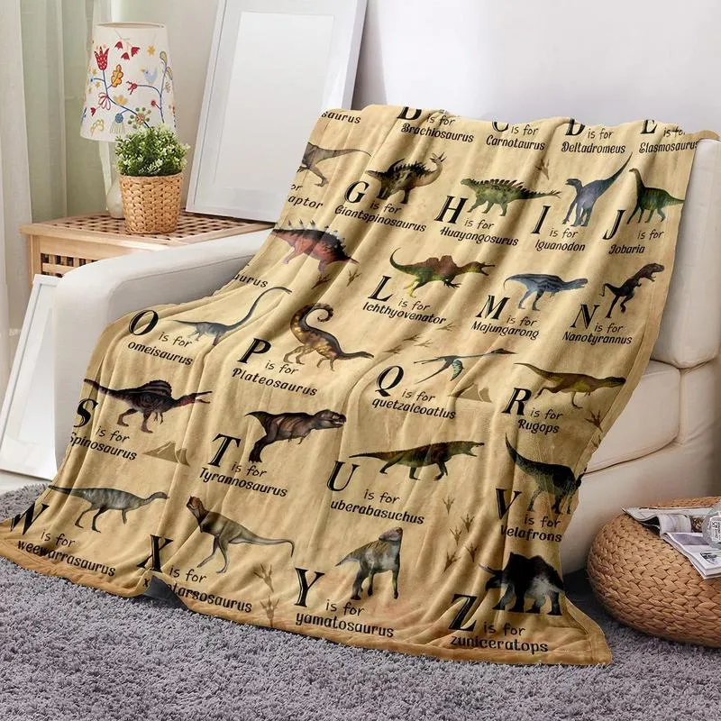 Dinosaur & Letter Pattern Soft Comfortable Warm Throw Napping Blankets