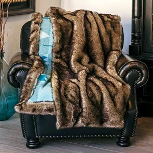 Fuzzy Faux Fur Blanket with Storage Pocket, 54X 64 Inches Lightweight