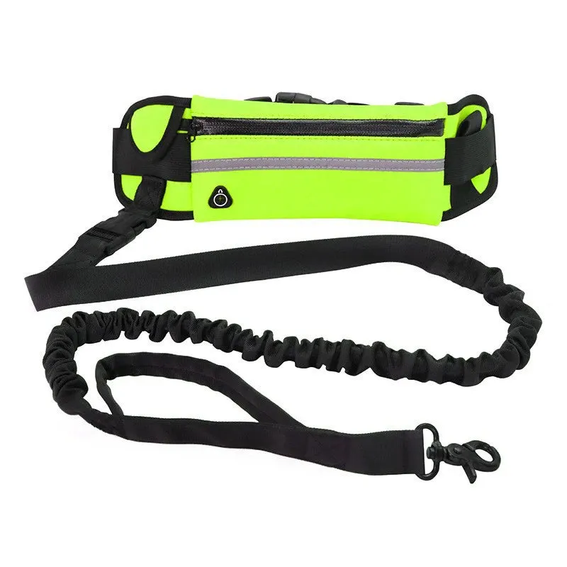 Hands Free Dog Leash for Running & Walking – Reflective Leash with Waist Bag