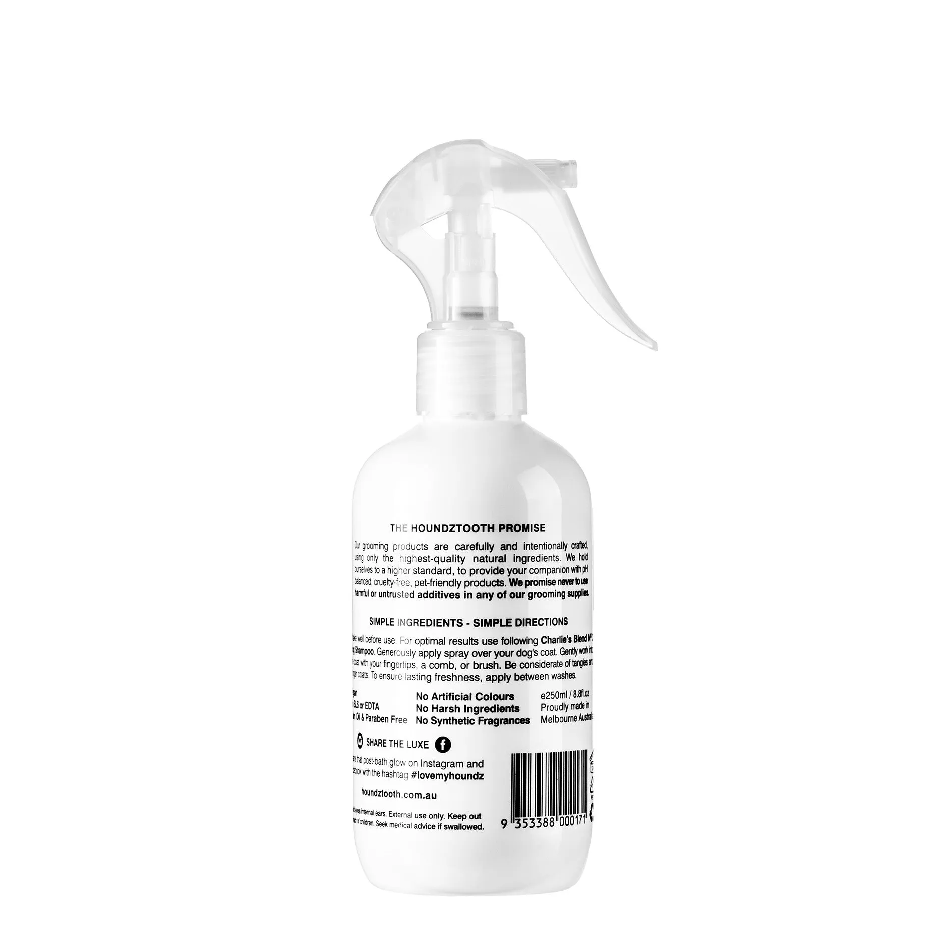 Houndztooth Charlies Blend No.3 Goat Milk Conditioning and Deodoriser Spray 250ml^^^