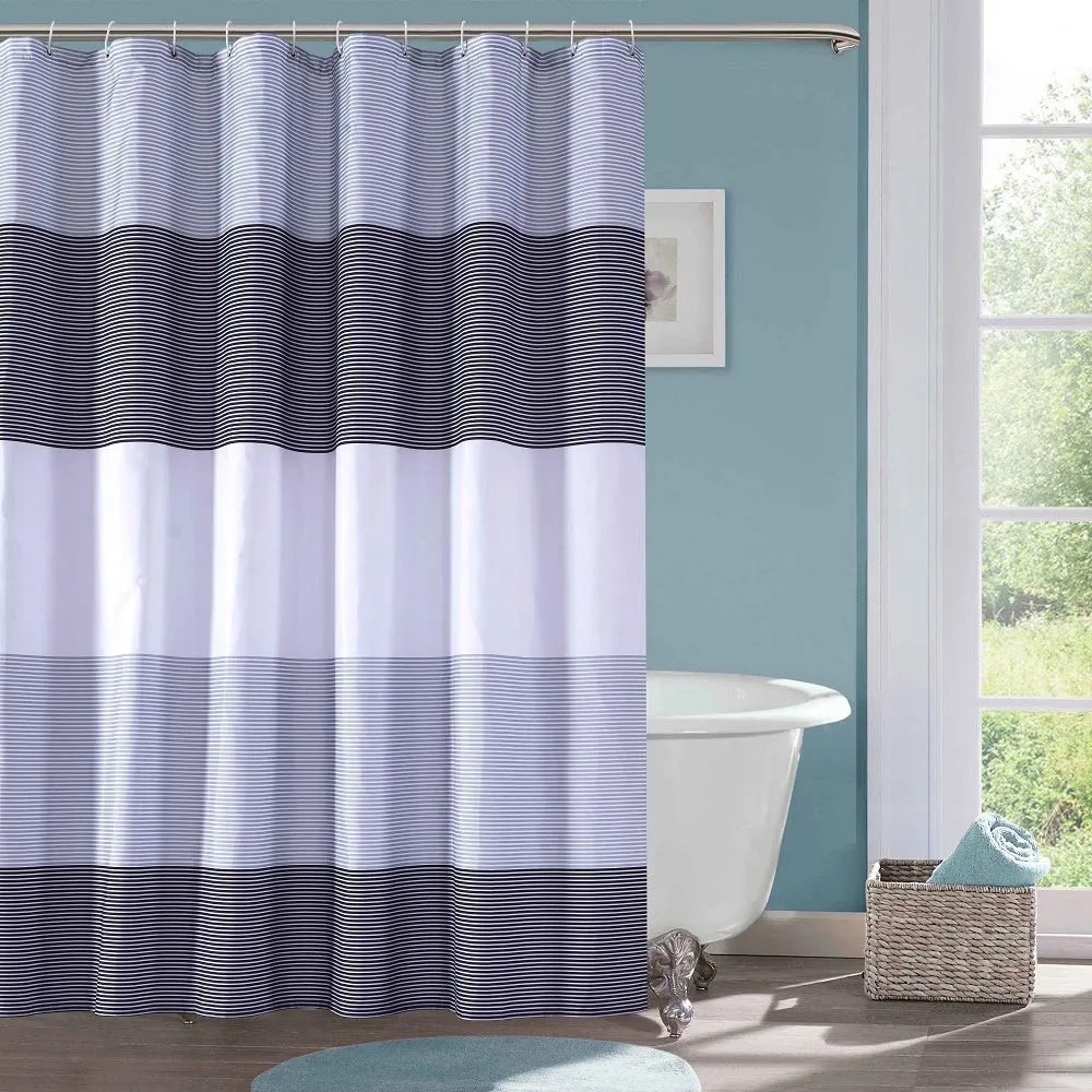 Julifo Shower Curtain Black and Grey Polyester Fabric Bathroom Curtain Waterproof