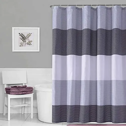 Julifo Shower Curtain Black and Grey Polyester Fabric Bathroom Curtain Waterproof