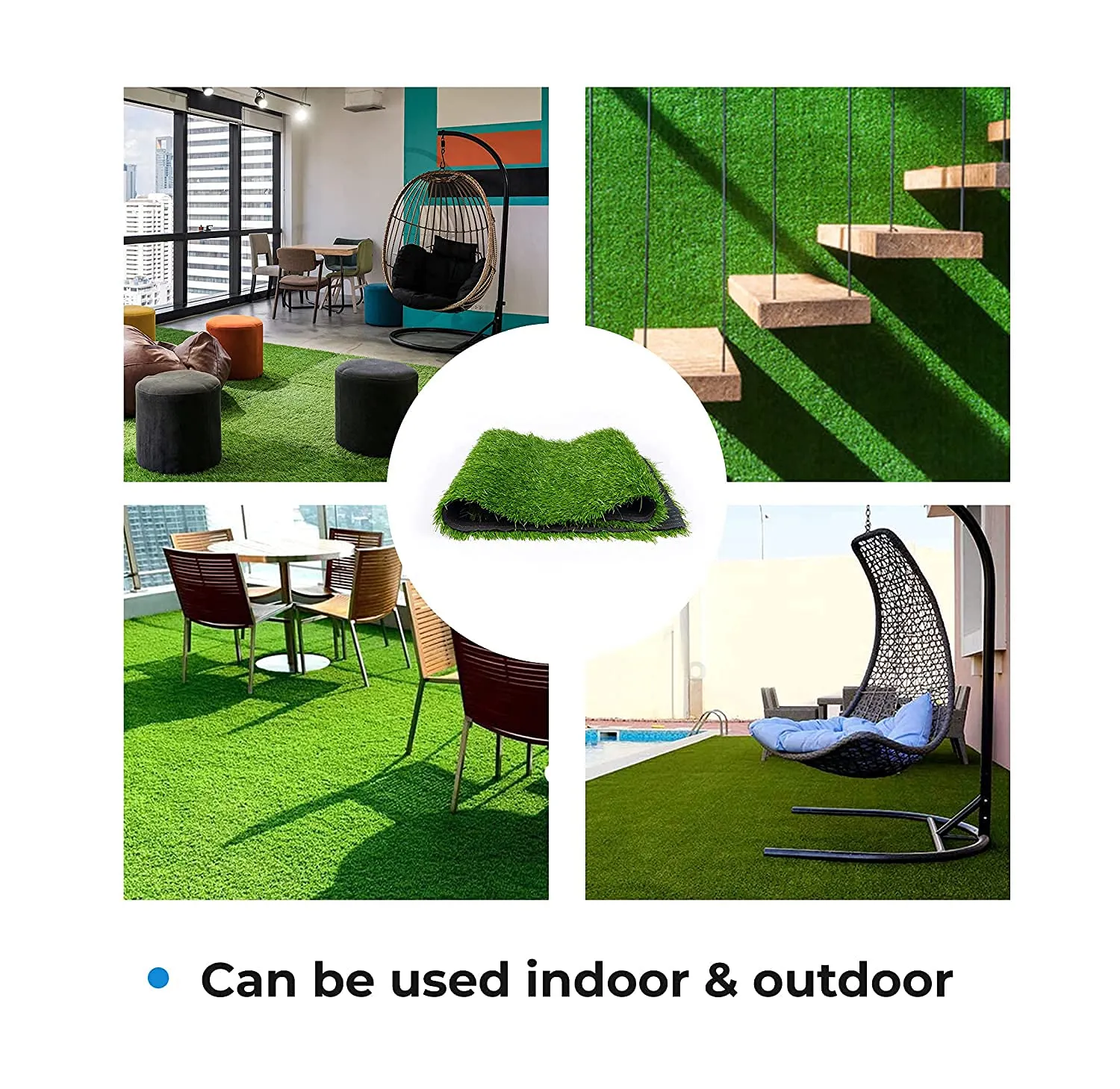 Kube Industries 35 MM Artificial Grass for Balcony Or Doormat, Soft and Durable Plastic Turf Carpet Mat, Artificial Grass (12" X 48") Green-HS_38_HEARTH21102