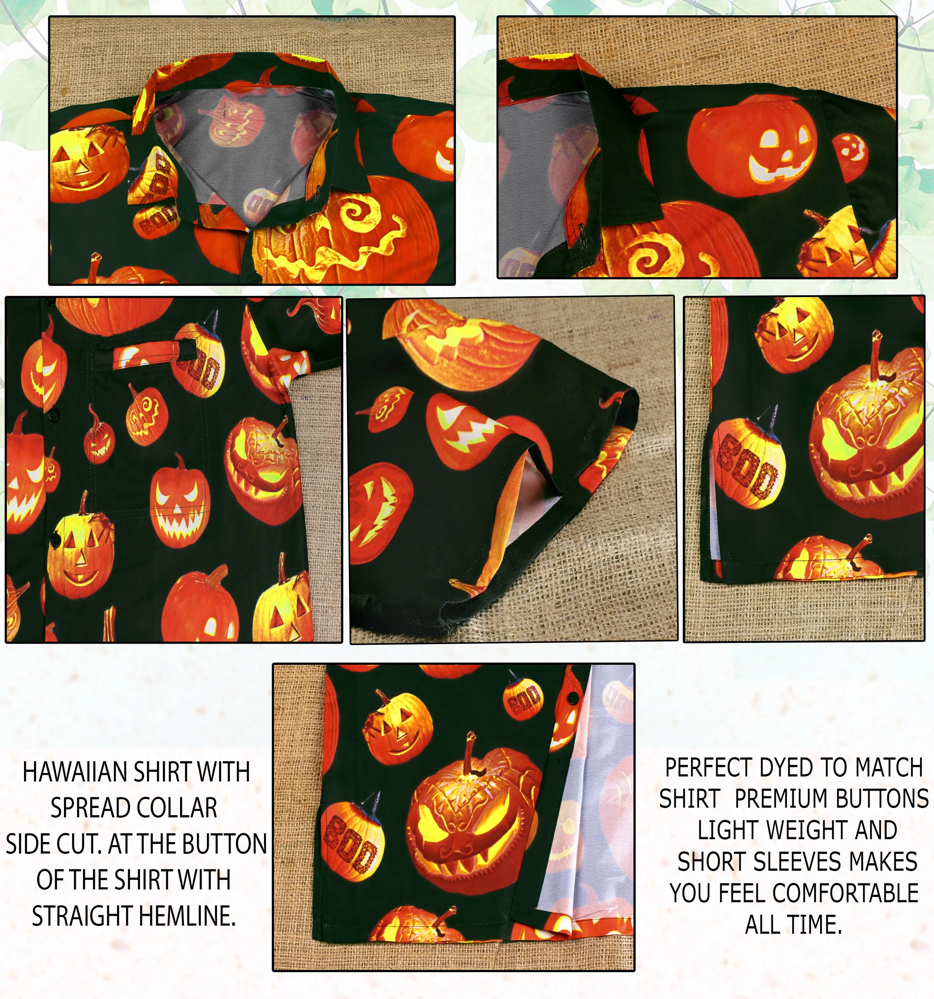 La Leela Halloween Men's Scary Pumpkin Printed Black Shirt