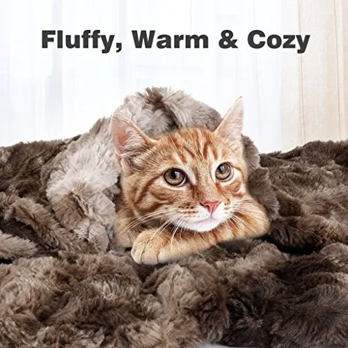 Luxury Super Soft Faux Fur Fleece Throw Blanket Cozy Warm Breathable Lightweight (60x80)