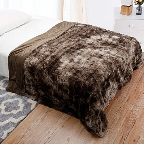 Luxury Super Soft Faux Fur Fleece Throw Blanket Cozy Warm Breathable Lightweight (60x80)