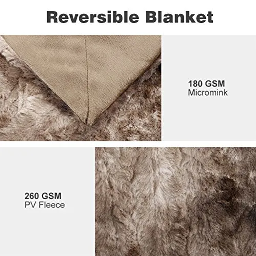 Luxury Super Soft Faux Fur Fleece Throw Blanket Cozy Warm Breathable Lightweight (60x80)