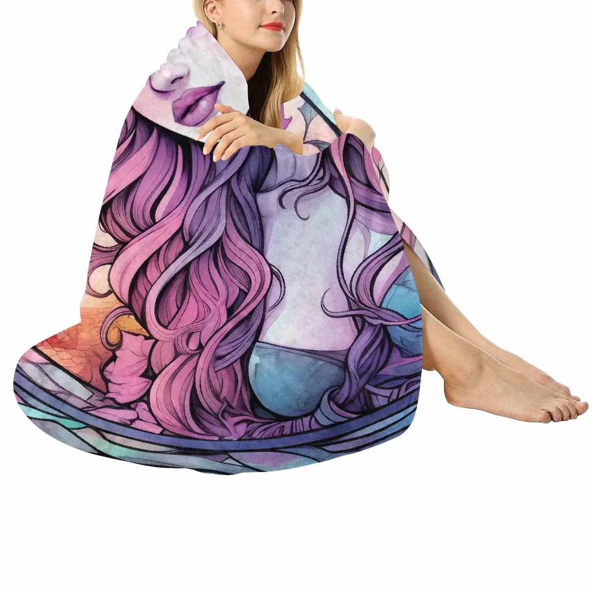 Mandalla_Awd35191  Circular Micro Fleece Blanket 47"