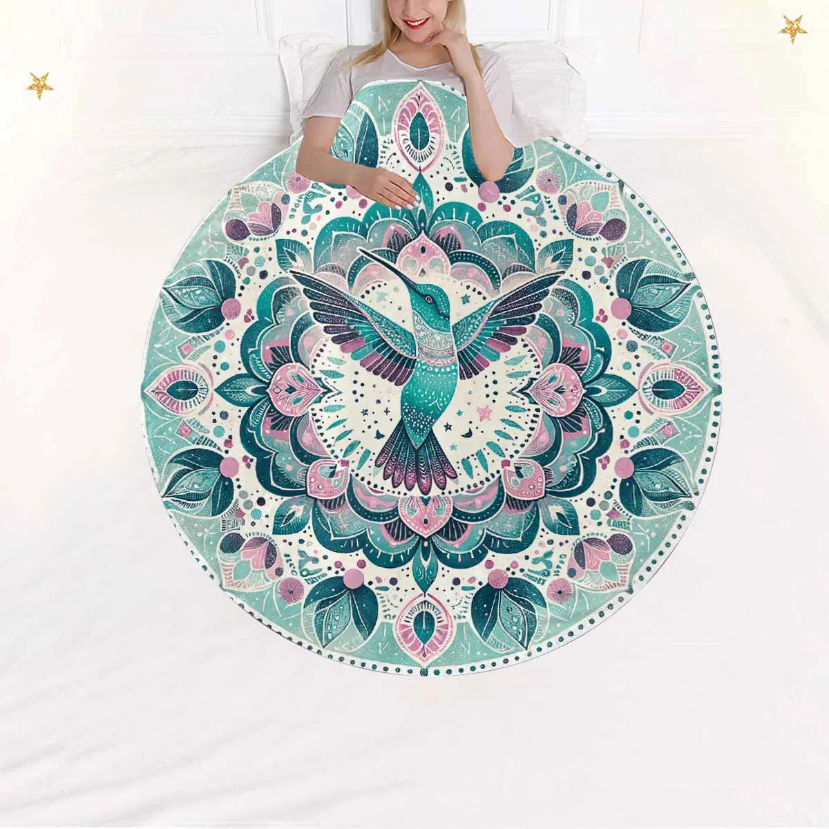 Mandella_Bird_Awd35143  Circular Micro Fleece Blanket 47"