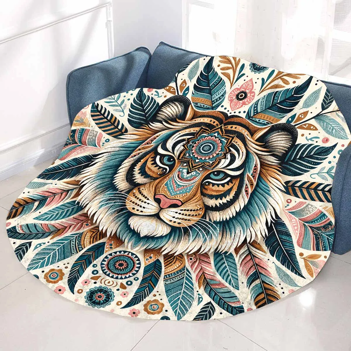 Mandella_Lion_Awd35153  Circular Micro Fleece Blanket 60"