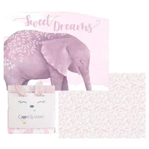 Poppy Elephant/ Leaves Pink 2 Pack Newborn Receiving Blanket