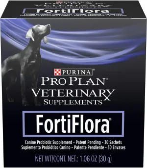 Purina FortiFlora Probiotics for Dogs, Pro Plan Veterinary Supplements Powder or Chewable Probiotic Dog Supplement