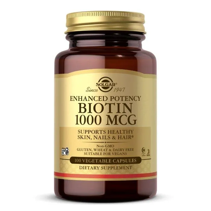 Solgar Biotin, 100 Vegetable Capsules, 1000 mcg