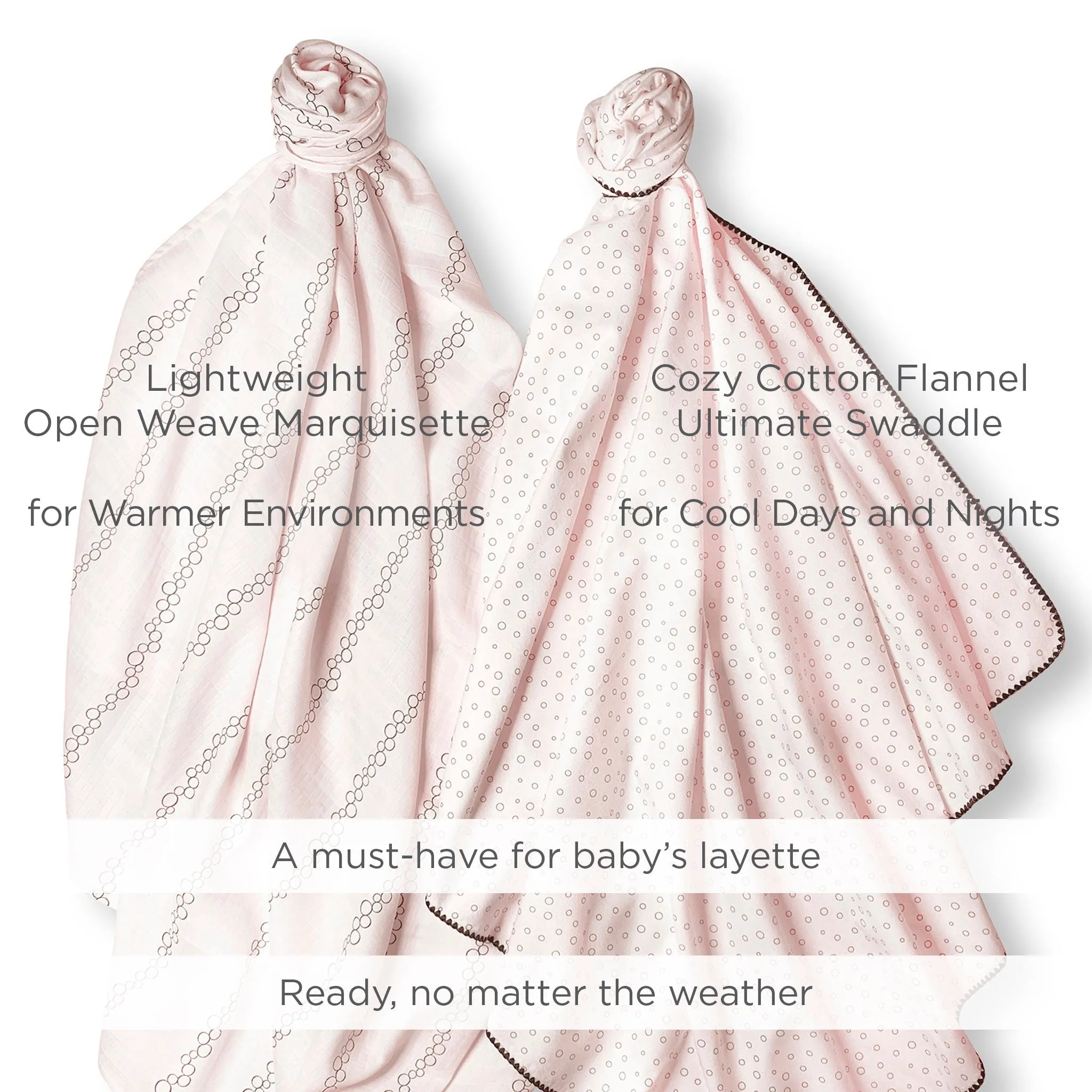 SwaddleDuo - Bubble Dots and Champagne, Soft Pink