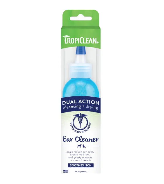 TropiClean Dual Action Cleansing   Drying Ear Cleaner for Dogs and Cats