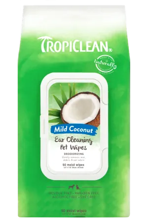 TropiClean Mild Coconut Ear Cleaning Wipes for Pets