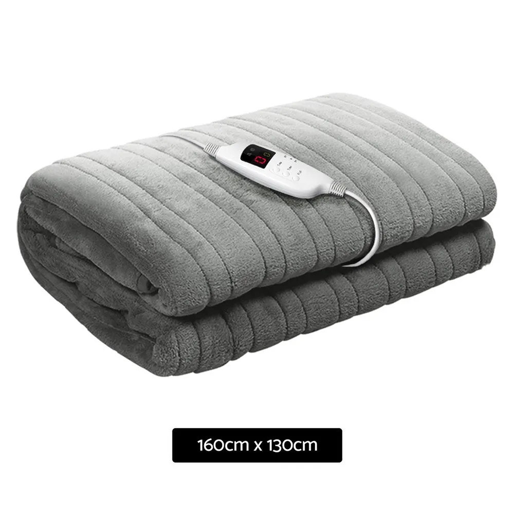 Watson Electric Throw Soft Blanket Heated Rug Fleece Snuggle Washable - Silver