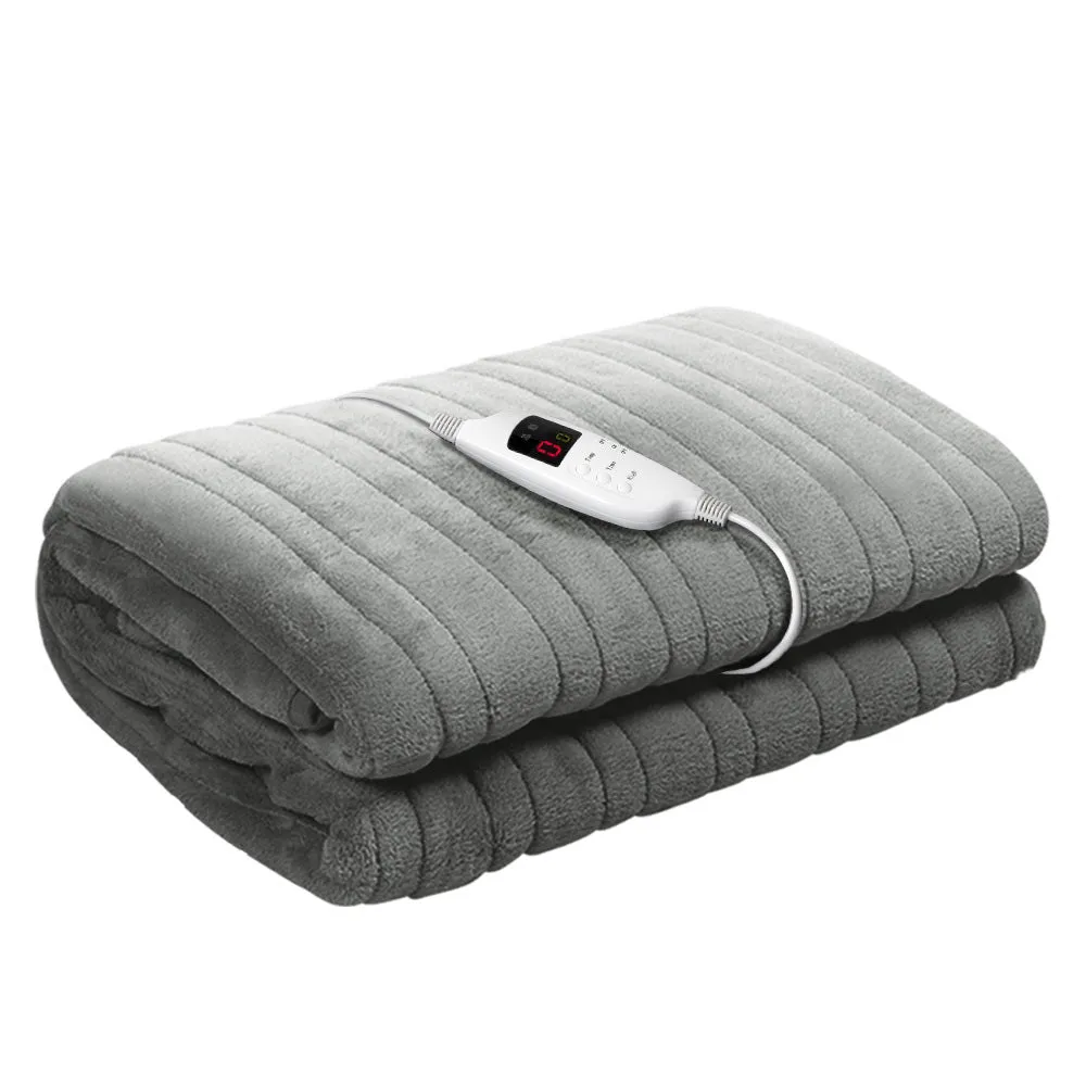 Watson Electric Throw Soft Blanket Heated Rug Fleece Snuggle Washable - Silver