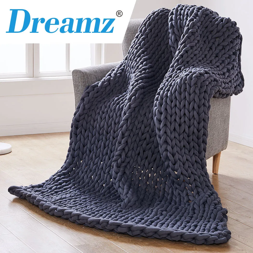 Whimsy Weighted Soft Blanket Knitted Chunky Bulky Knit 9KG - Dark Grey