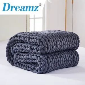 Whimsy Weighted Soft Blanket Knitted Chunky Bulky Knit 9KG - Dark Grey