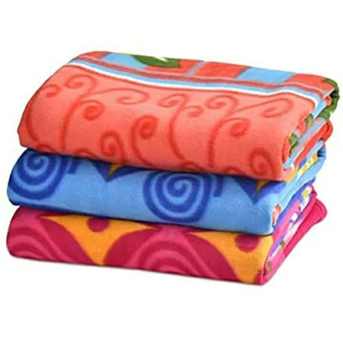 YOUTHFUL THREADS All Season Multipurpose Polar Fleece Single Bed Printed Assorted Multicolor Lightweight Blanket - 90 x 60 inch Pack of 3