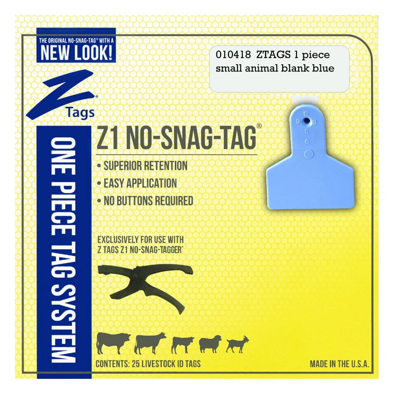 Z Tags 1 piece small animal blank (Blue) 50 pack