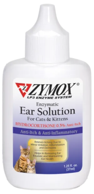 ZYMOX® Enzymatic Ear Solution with 0.5% Hydrocortisone for Cats and Kittens